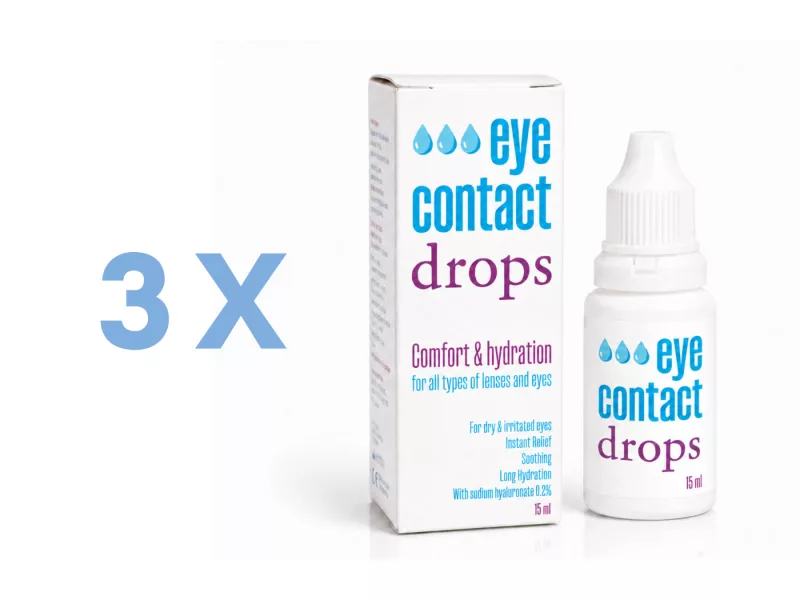 EyeContact Drops – Hydrating Comfort Eye Drops, 3x15 ml