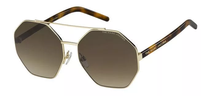 ** NEW WITH CASE ** Marc Jacobs Hexagon Gold Sunglasses MARC524/S Marc Jacobs MARC524/S gold , black frame with dark grey  main image 3