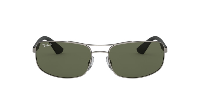 Image of Rectangle Matt Gunmetal Dark Green Polarized 3527 Sunglasses